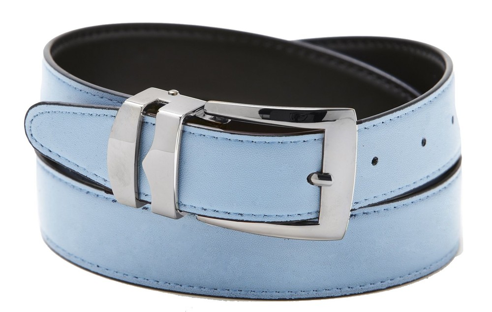 Concitor Reversible Belt Bonded Leather Removable Silver-Tone Buckle 36, Blue