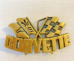 Chevy CORVETTE Belt Buckle 3-3/4×2-1/8&Prime; Solid Brass 4511 Baron 1981 Taiwan