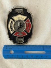Vintage Buckle Bakery Fire Fighter Enamel Belt Color Buckle 1670 USA Fireman