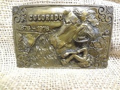 Colorado Centennial 1876-1976 Collectors Brass Belt Buckle Prospecting~FREE SHIP