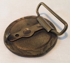 Vintage Bronze 2-3/8&Prime; Round Sword Moon Star Designed Belt Buckle EUC