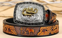 Scorpion Western Rodeo Gold Tone Shine Design Fashion Cowboy Belt Buckle