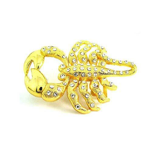 Western Rodeo Scorpion Scorpio Clear Rhinestones Gold Chrome Belt Buckle
