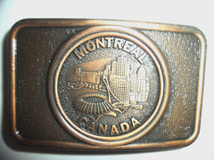 Montreal City Skyline Quebec Canada Olympic Stadium Downtown Belt Buckle