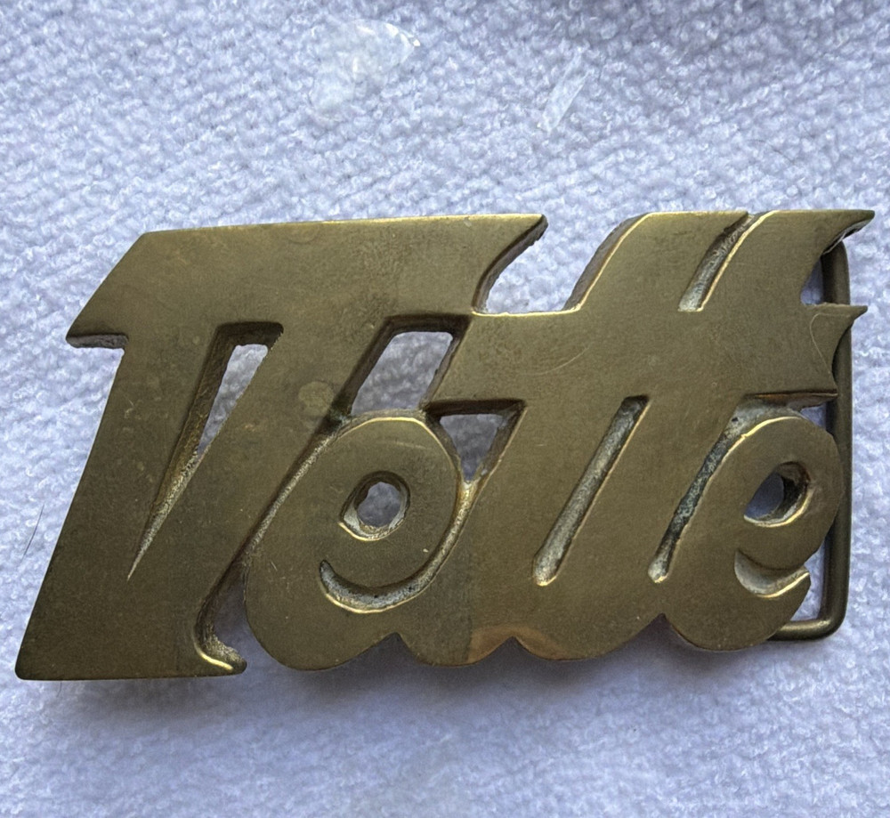 Men&rsquo;s Title Logo Solid Brass Belt Buckle Gold Antique Finish 1.5in MPN 4073