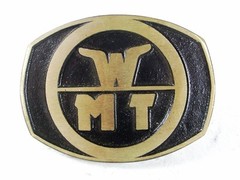 1970s-80s WMT World Mining Technology Belt Buckle By Dyna Buckle USA