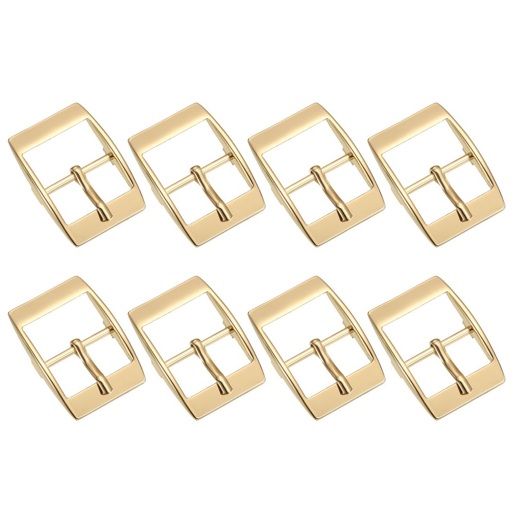 8Pcs 1&Prime; Single Prong Belt Buckle Square Center Bar Buckles, Light Gold