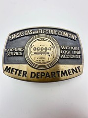 Vintage Kansas gas and electric company meter department belt buckle