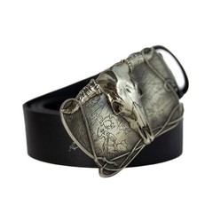 Cowboys Trophy german silver belt buckle, Buffalo Skull, Texas Longhorn Skull