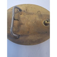 Vintage Crumrine Mfg Brass Belt Buckle American Eagle Flag Western Reno NV USA