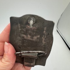 Vintage Steam Locomotive Train Belt Buckle Pewter Tone Railroad Mountain Scene