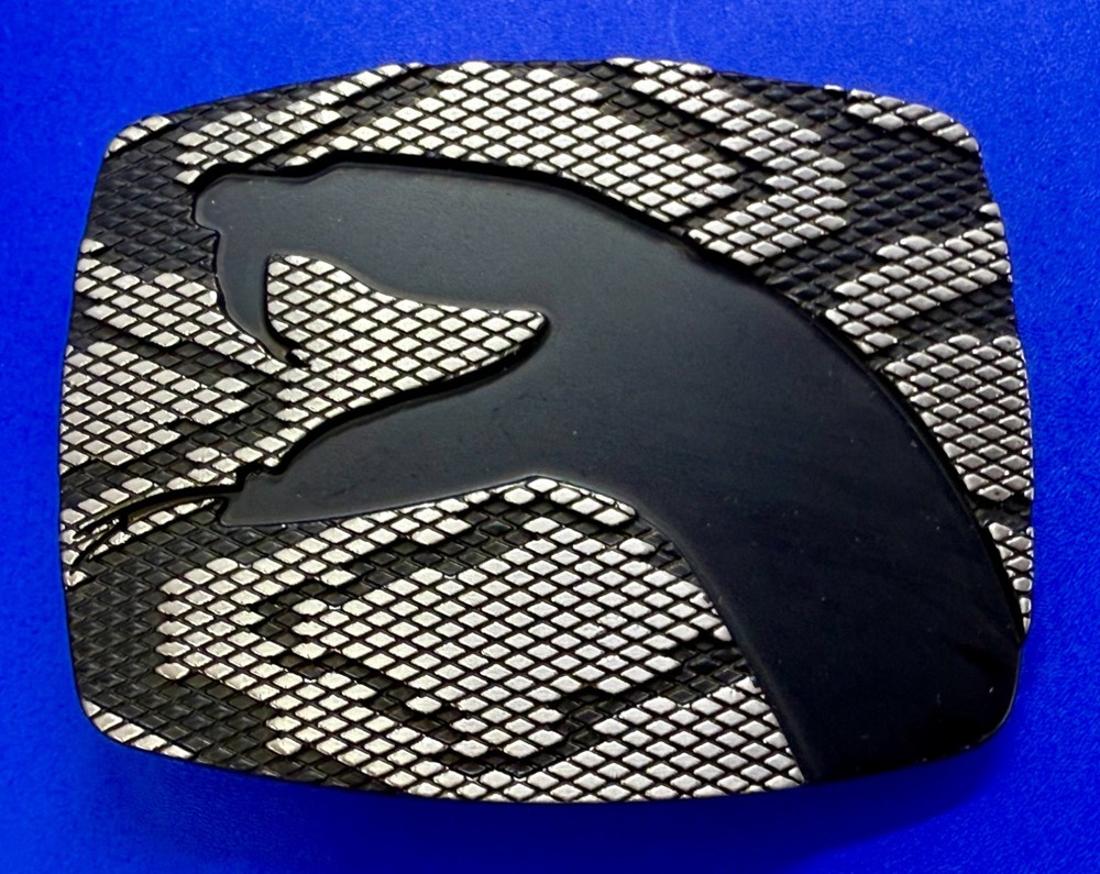 Snake Head On Snake Skin Pattern Chrome Brand Vintage Belt Buckle