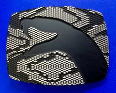 Snake Head On Snake Skin Pattern Chrome Brand Vintage Belt Buckle