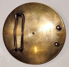 Vintage Red Enamel Floral Damascene Style Round Belt Buckle India 4.75”
