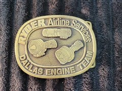 Ryder Airline Services Jet Engine Team Dallas TX Belt Buckle Aviation CD Hit USA