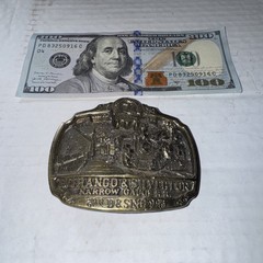 DURANGO & SILVERTON NARROW GAUGE RAILROAD SOLID BRASS BELT BUCKLE 1983
