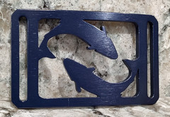 GRIP6 BELT BUCKLE – NATURALIST SALMON FISH – BLUE STEEL – 1.5 INCH WIDE #26