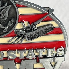 United States Army Belt Buckle American Soldier Silver Tone U.S. Flag
