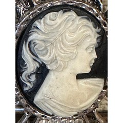 Vintage Gothic Cameo Maltese Cross Belt Buckle Silver Tone Rhinestone Mens Biker