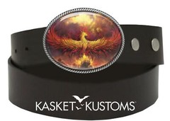 Phoenix Rising Belt Buckle – Strength Courage Handmade Silver Oval Buckle – 632
