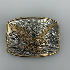 International Monetary Mint American Eagle Belt Buckle Silver Plate 24-K Gold