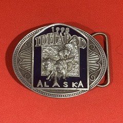 1998 Iditarod Alaska Belt Buckle Sled Dog Race Pewter Tone Made in USA