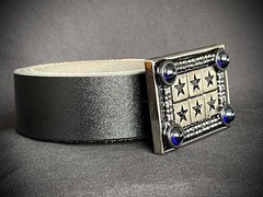 Military Star Grid Belt Buckle Blue Sphere Industrial Art Darren McNeese