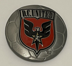 D.C. United Logo Belt Buckle Silver Pewter Soccer Ball Fanatics Tifo Culture