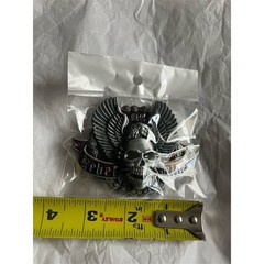 Rebel Rider Skull Wings Clamp Closure Buckle Gray Men&rsquo;s Vintage