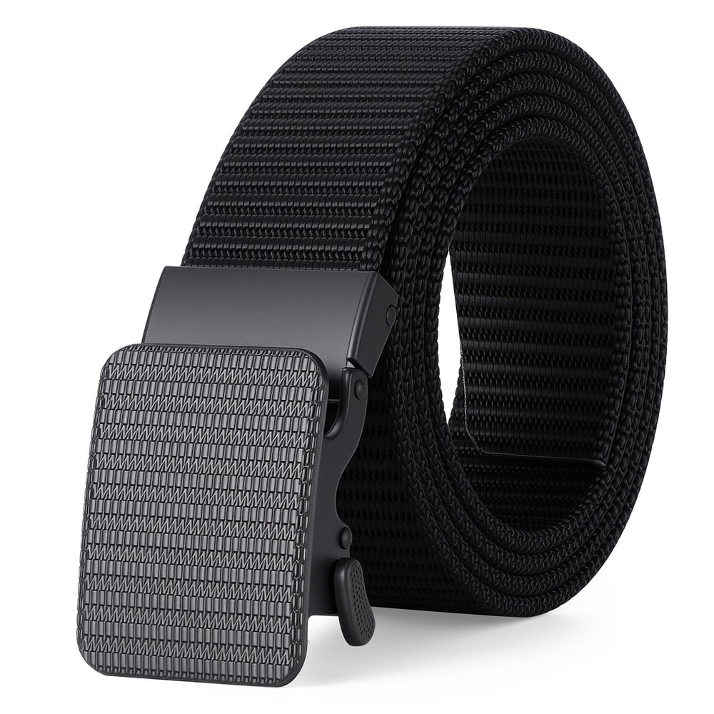 JASGOOD Men’s Ratchet Belt,Heavy-Duty Nylon Web Fit Size Below 35inch, Black