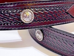 Men&rsquo;s Handmade Western Embroidered Silver Tone Conch Belt Fancy Designs Size 44