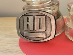Vintage RO Belt Buckle Silver Pewter Look