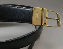 Vintage GUCCI Belt Brown Women’s Designer Logo Classic Gold Tone Hardwear 34&Prime;