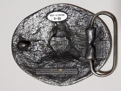 VTG Siskiyou 1992 Enamel Buffalo Skull Belt Buckle Pewter Color USA Made