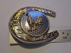 GOLD & SILVER (IN COLOR ONLY) LARGE RODEO WESTERN ROOSTER 🐓 Metal Belt Buckle