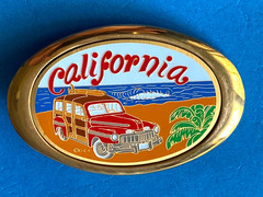 Vintage California Surfing Beach woody Wagon Belt Buckle Same size as Pacifica