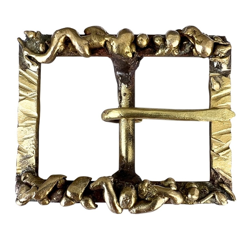 Handmade Solid Brass Belt Buckle USA | 1.5&Prime; Retro Artisan Buckle Men & Women