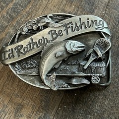 Vintage 1985 Siskiyou Buckle Co Id Rather Be Fishing Trout Belt Buckle M-30