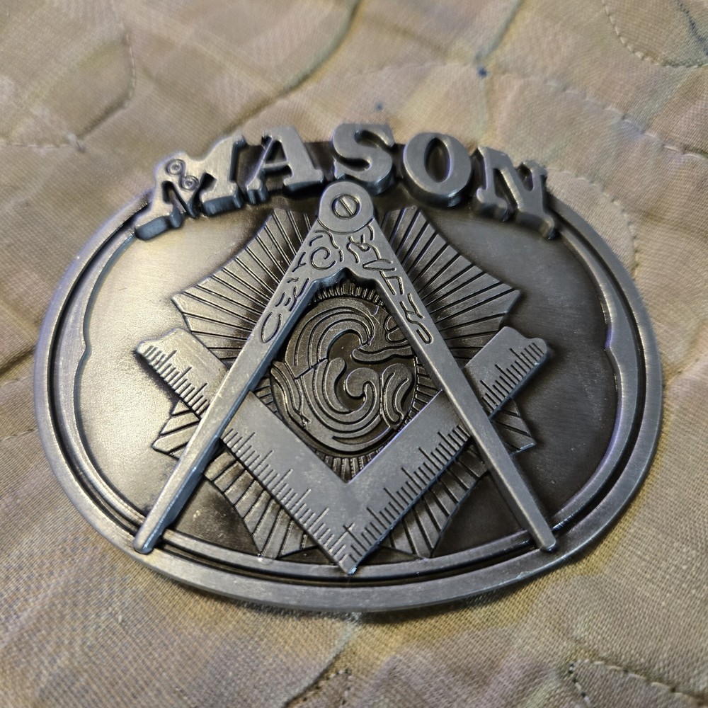 MASON FREEMASONS FREEMASONRY Metal Belt Buckle GRAY SILVER COLOR