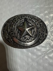Men Silver Metal Belt Buckle Western Cowboy Texas State Lone Star Oval Jean Pant