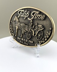 Tulip Time 1984 Horse Carriage Buggy Solid Brass Festival Buckle Limited Iowa