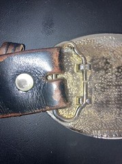 Vintage Belt Buckle Eagle Feathers Gold Resin with belt size 32