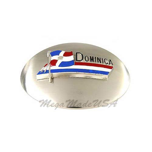 Dominican Republic National Flag Enamel Metal Men Women Oval Fashion Belt Buckle