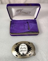 Artist Impr Metal & Porcelain Belt Buckle All The Pretty Horses by Julie Zsupnik