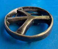 Vintage Crudely Made Peace Sign Hippy Love Belt Buckle