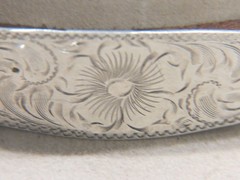 Sterling Silver Southwestern Hand Tooled Concho Hat Band 2 piece Buckle Set