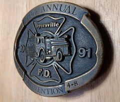 Fire Department Firefighter Fireman Firetruck Belt Buckle 1991 Responder VINTAGE
