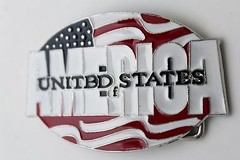Men Women Silver Metal Buckle Fashion United States Of America Flag USA 4th July