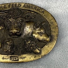 Vintage Kent Feed Belt Buckle Lewis Buckles Agriculture Gold Tone Farmer