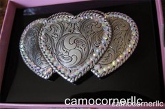 Nocona BLAZIN ROXX RHINESTONE COWGIRL Belt Buckle with THREE HEARTS 37534